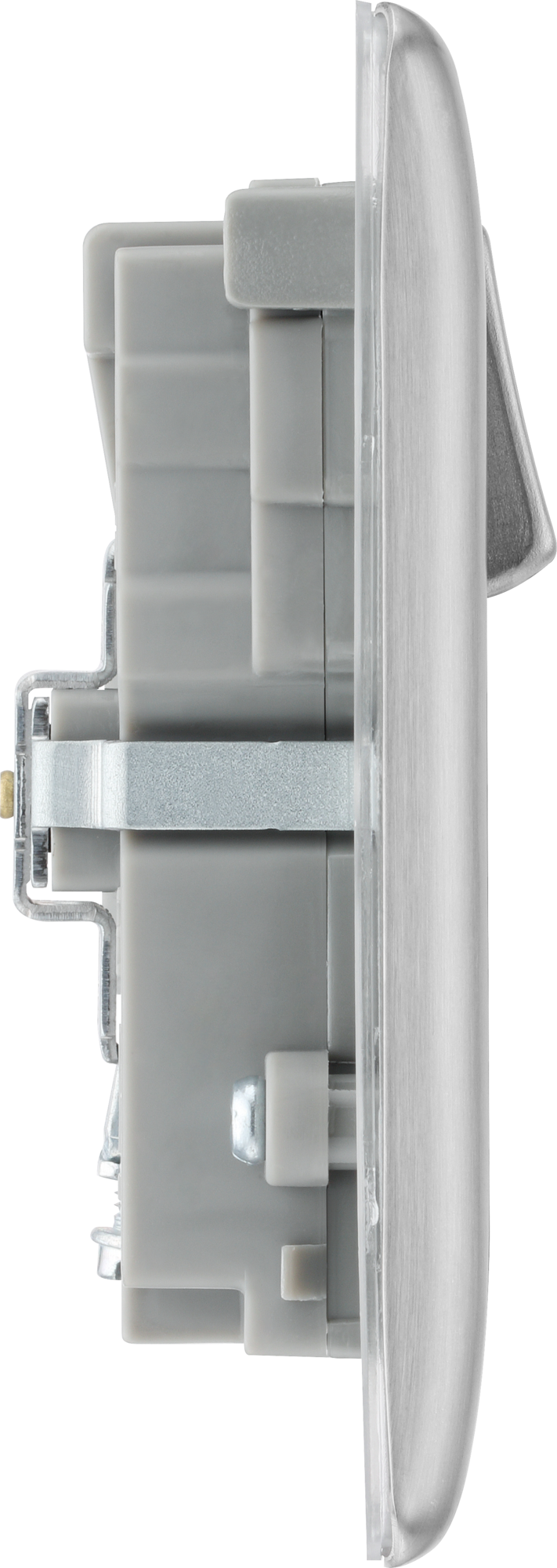 BG Nexus Metal USB USBC 12W Double Socket in Brushed Steel with Grey Inserts NBS22UAC45G