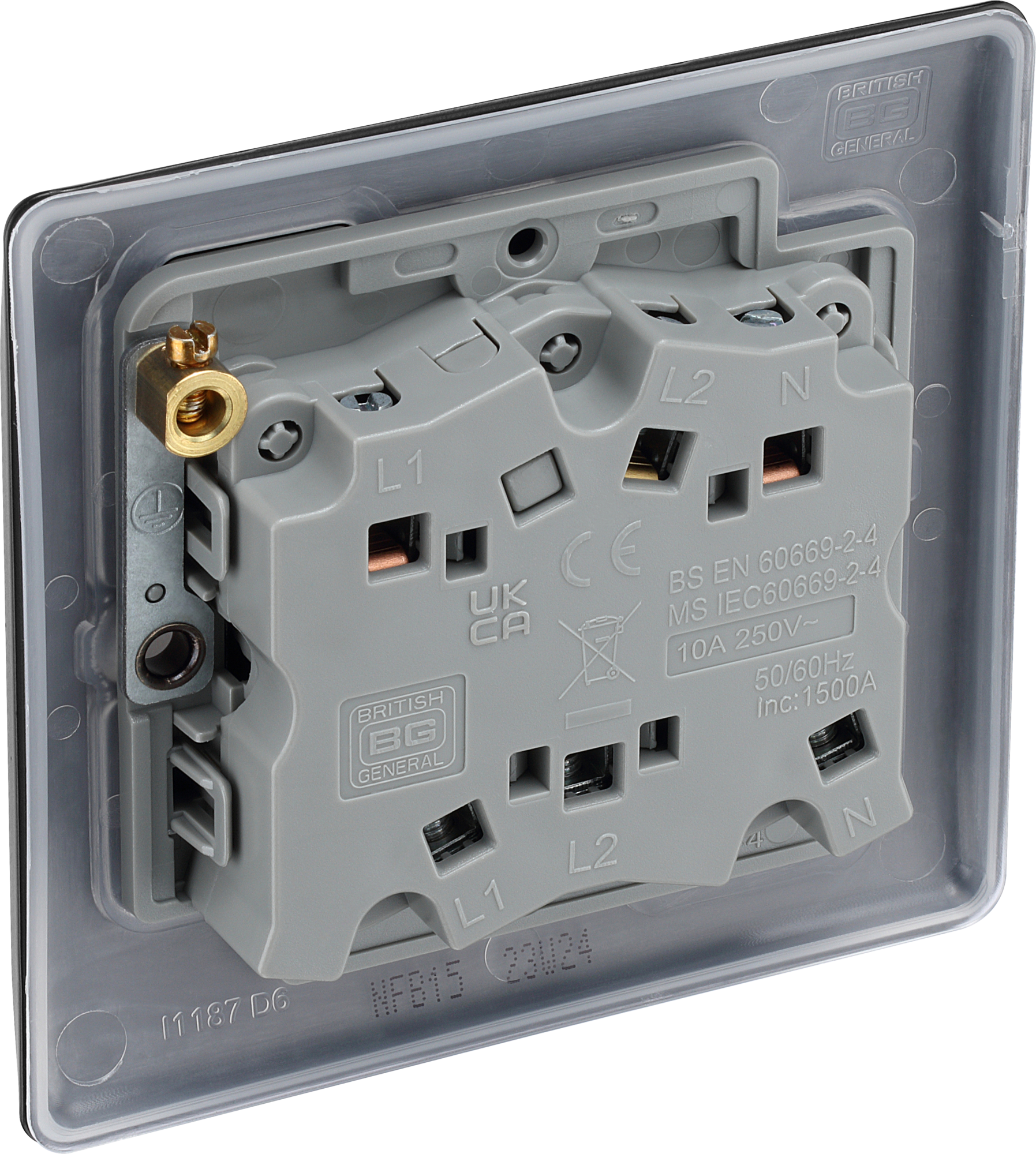BG Nexus Metal Matt Black 1 Gang 10A Triple Pole Fan Isolator Switch - NFB15