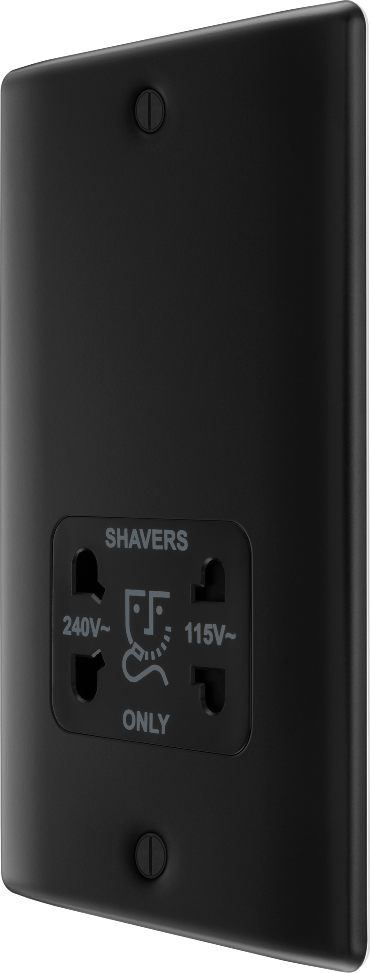 BG Nexus Metal Dual Voltage Shaver Socket in Matt Black with Black Inserts