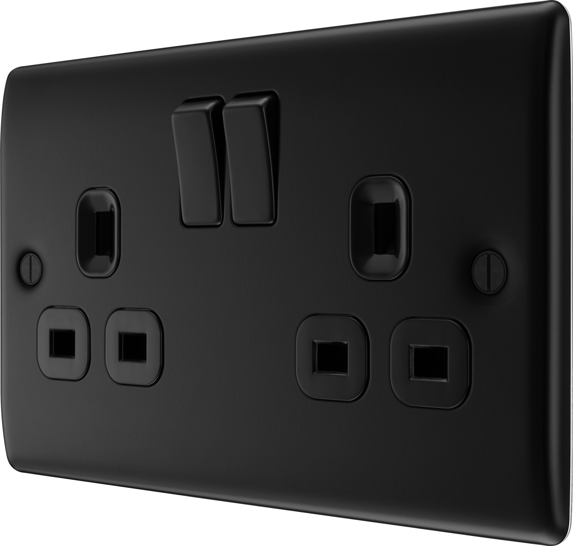 BG Nexus Metal Matt Black Double Socket 2 Gang 13A Double Pole Switched Socket - NFB22B