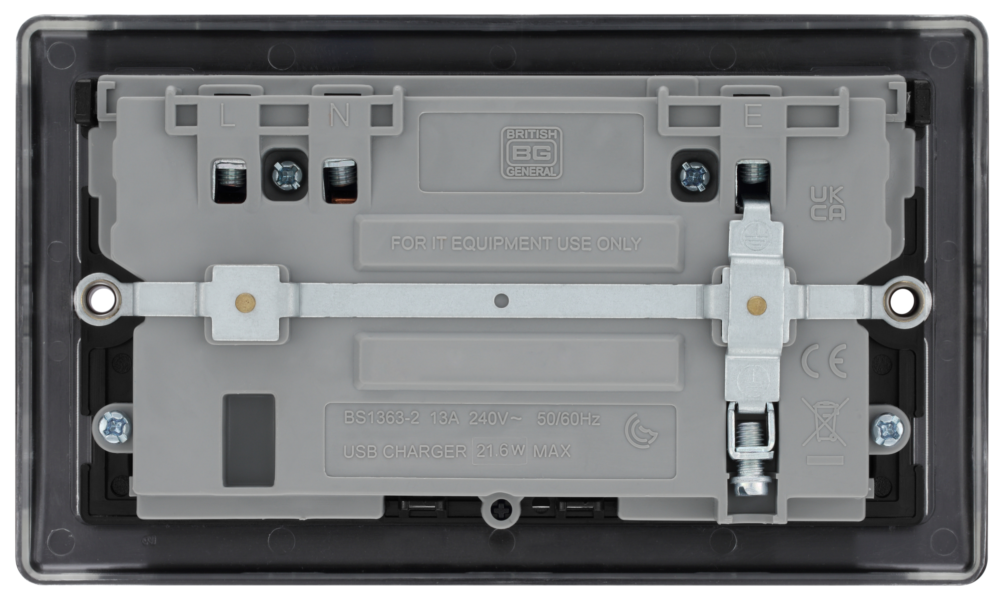 BG Nexus Metal USB USBC 22W Double Socket in Matt Black NFB22UAC22B