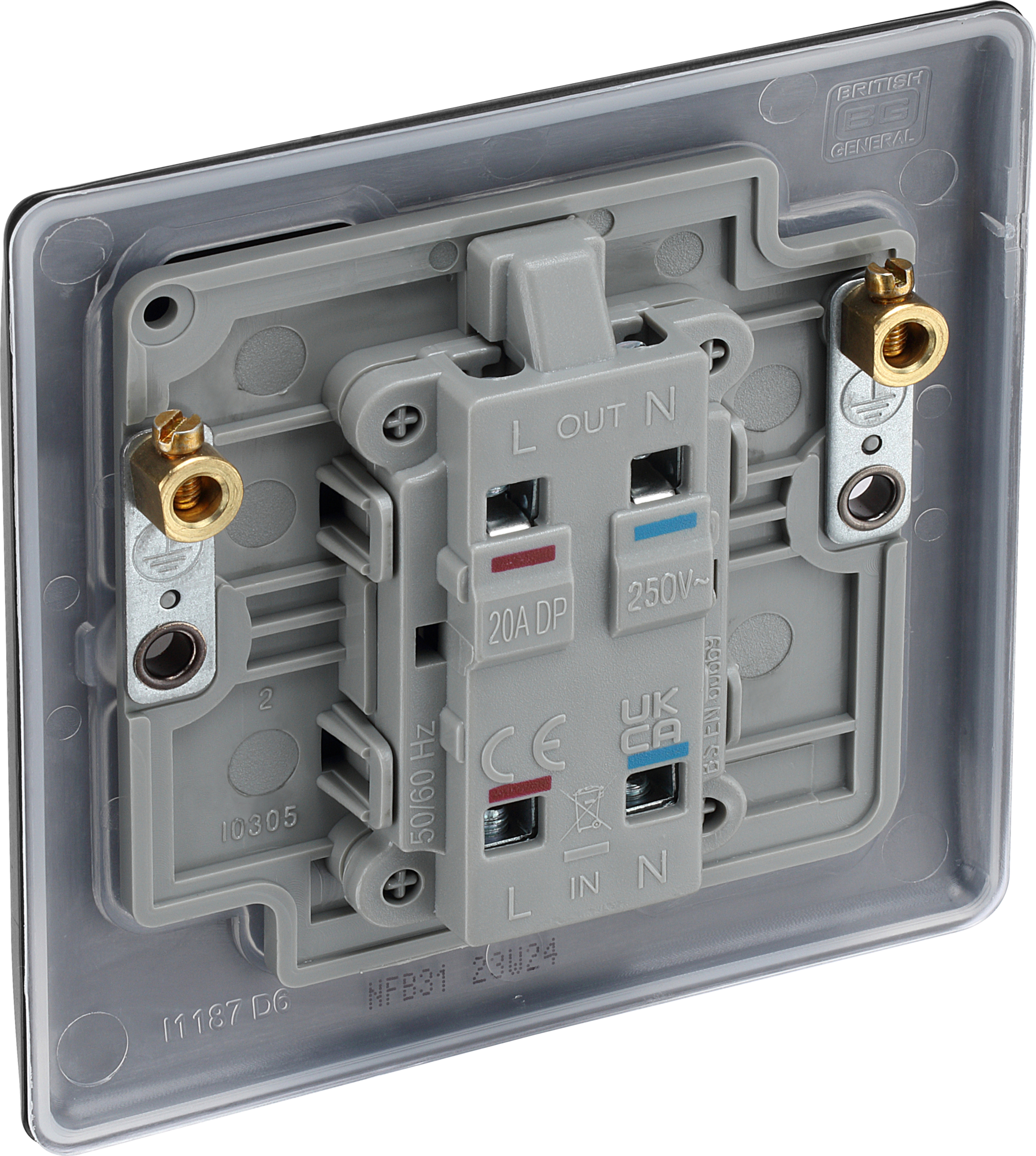 BG Nexus Metal 20A DP Switch with Neon in Matt Black