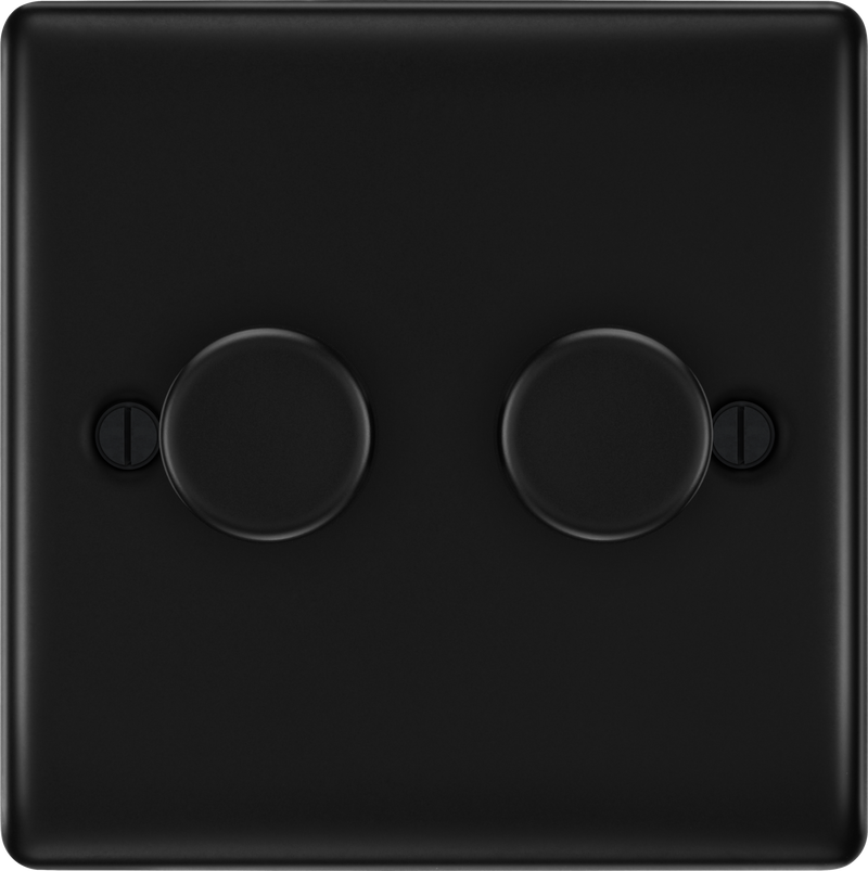 BG Nexus Metal 2 Gang Dimmer Switch in Matt Black