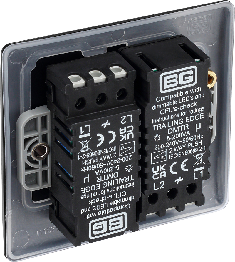 BG Nexus Metal 2 Gang Dimmer Switch in Matt Black