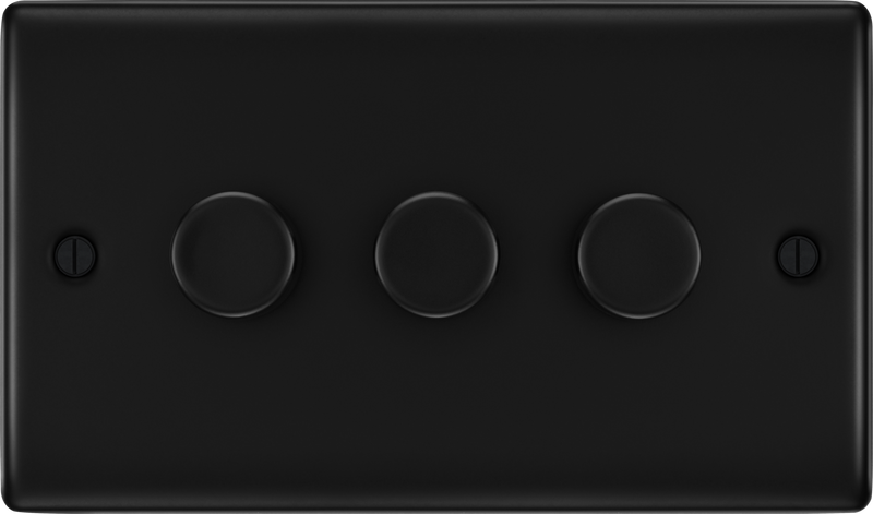 BG Nexus Metal 3 Gang Dimmer Switch in Matt Black - NFB83