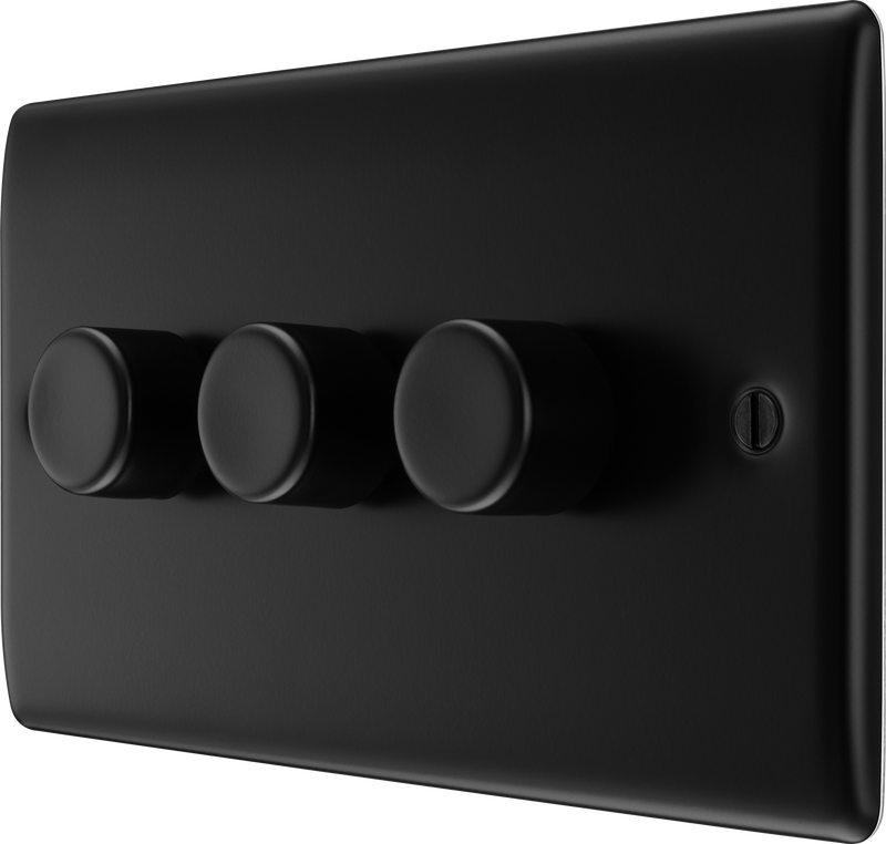 BG Nexus Metal 3 Gang Dimmer Switch in Matt Black - NFB83