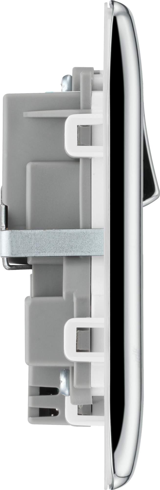 BG Nexus Metal USB USBC 12W Double Socket in Polished Chrome with White Inserts NPC22UAC12W