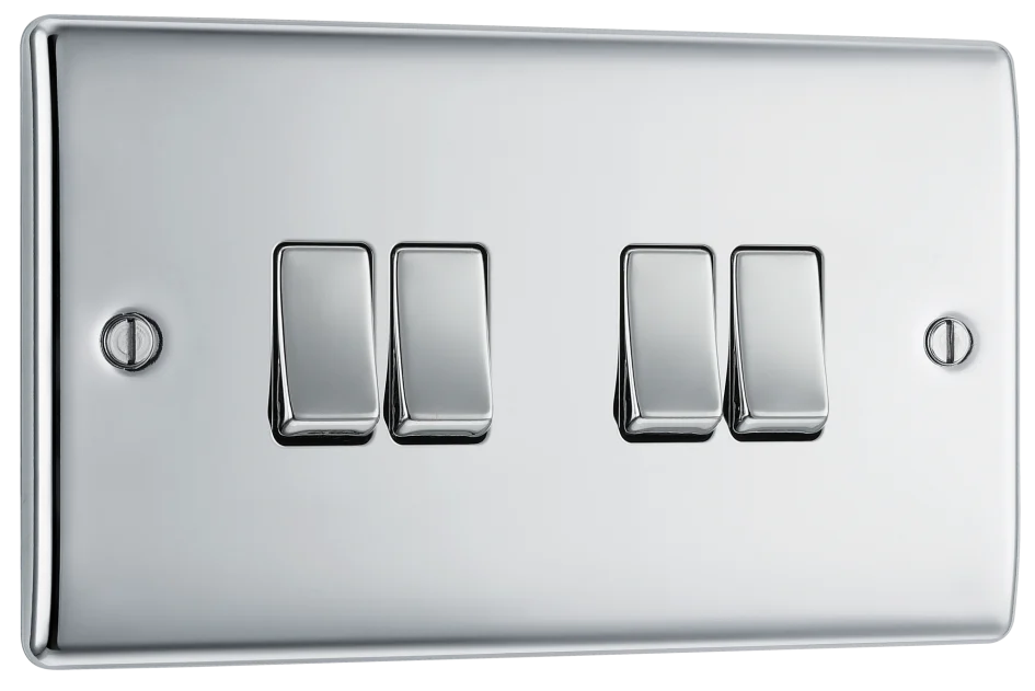 BG Nexus Metal 4 Gang Switch in Polished Chrome - NPC44-01