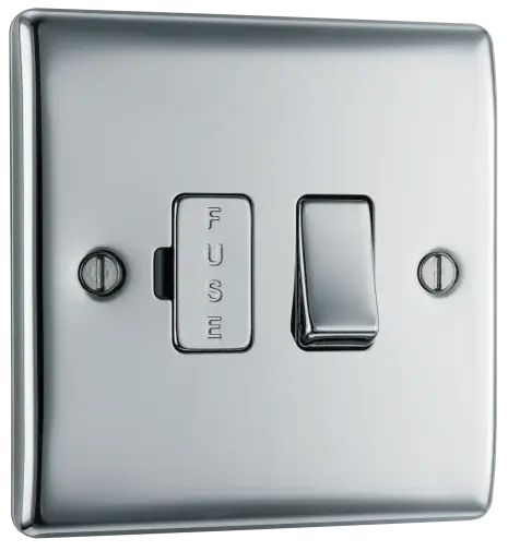 Nbs50 Rear View BG Nexus NBS50-01 Metal Switched Fused Spur in Brushed Steel