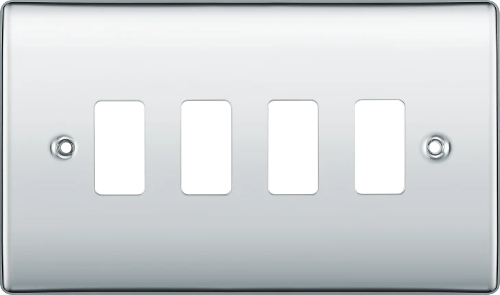 BG RNPC4 Polished Chrome 4 Gang Front Cover Plate
