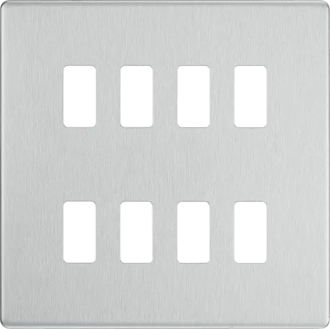 BG RFBS8 Screwless Brushed Steel 8 Gang Front Cover Plate