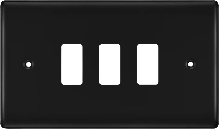 BG RNFB3 Matt Black Steel 3 Gang Front Cover Plate