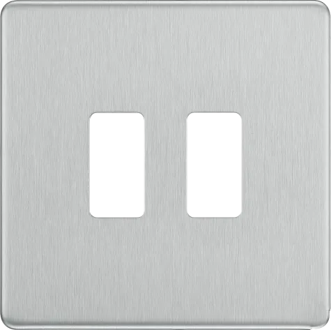 BG RFBS2 Screwless Brushed Steel 2 Gang Front Cover Plate