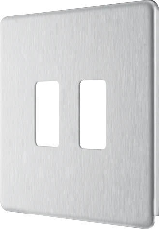 BG RFBS2 Screwless Brushed Steel 2 Gang Front Cover Plate