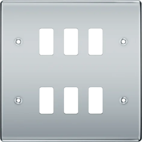 BG RNPC6 Polished Chrome 6 Gang Front Cover Plate