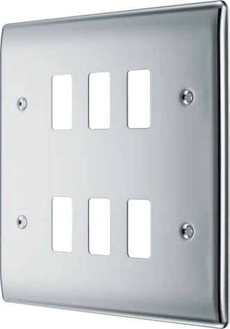 BG RNPC6 Polished Chrome 6 Gang Front Cover Plate