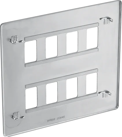 BG RFBS8 Screwless Brushed Steel 8 Gang Front Cover Plate