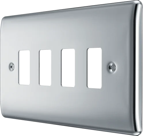 BG RNPC4 Polished Chrome 4 Gang Front Cover Plate