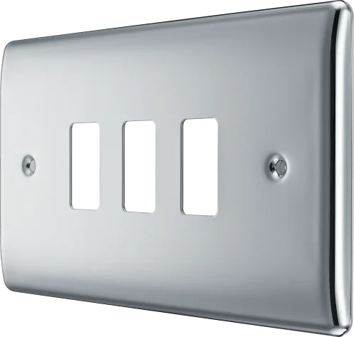 BG RNPC3 Polished Chrome 3 Gang Front Cover Plate