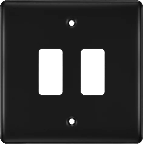 BG RNFB2 Matt Black Steel 2 Gang Front Cover Plate