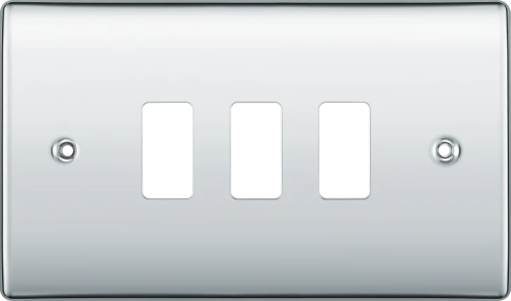 BG RNPC3 Polished Chrome 3 Gang Front Cover Plate