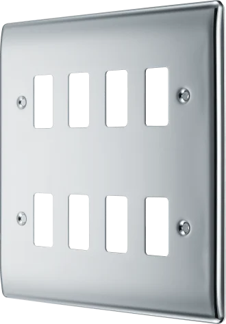BG RNPC8 Polished Chrome 8 Gang Front Cover Plate