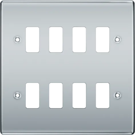 BG RNPC8 Polished Chrome 8 Gang Front Cover Plate