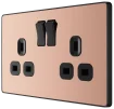 BG Evolve Polished Copper Screwless Double Socket PCDCP22B