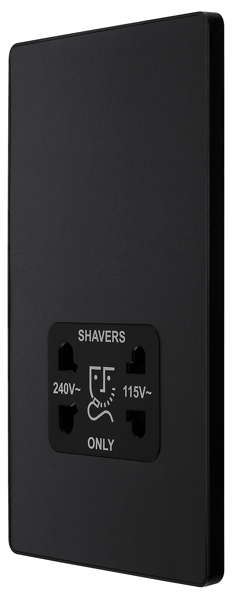 BG Evolve Matt Black Screwless Dual Volt Shaver Socket PCDMB20B