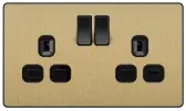 BG Evolve Satin Brass Screwless Double Socket PCDSB22B BG (British General)