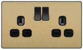 BG Evolve Satin Brass Screwless Double Socket PCDSB22B