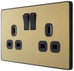 BG Evolve Satin Brass Screwless Double Socket PCDSB22B