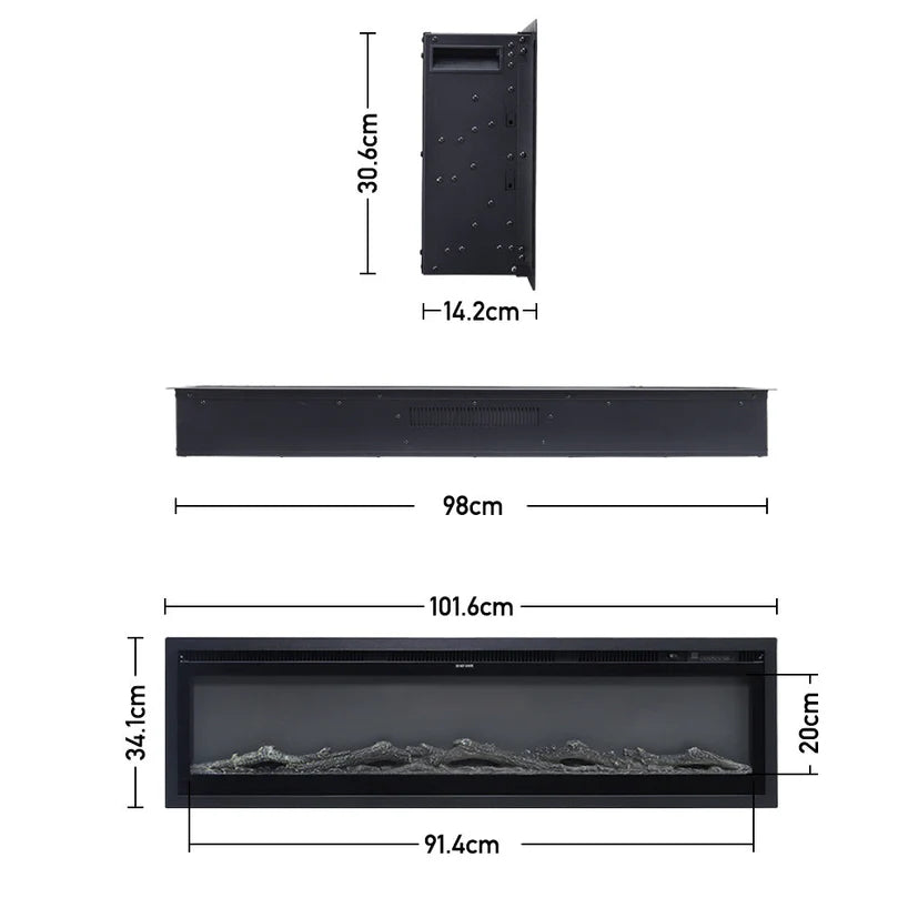 40/50/60/70/80 Inch Electric Fireplace 12 Colour LED Flame Effect Heater With Remote Control
