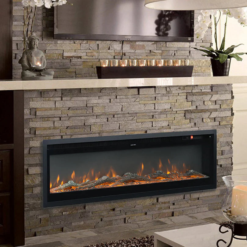 40/50/60/70/80 Inch Electric Fireplace 12 Colour LED Flame Effect Heater With Remote Control