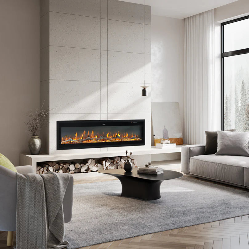 40/50/60/70/80 Inch Electric Fireplace 12 Colour LED Flame Effect Heater With Remote Control