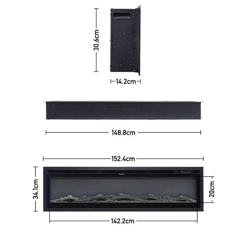 40/50/60/70/80 Inch Electric Fireplace 12 Colour LED Flame Effect Heater With Remote Control