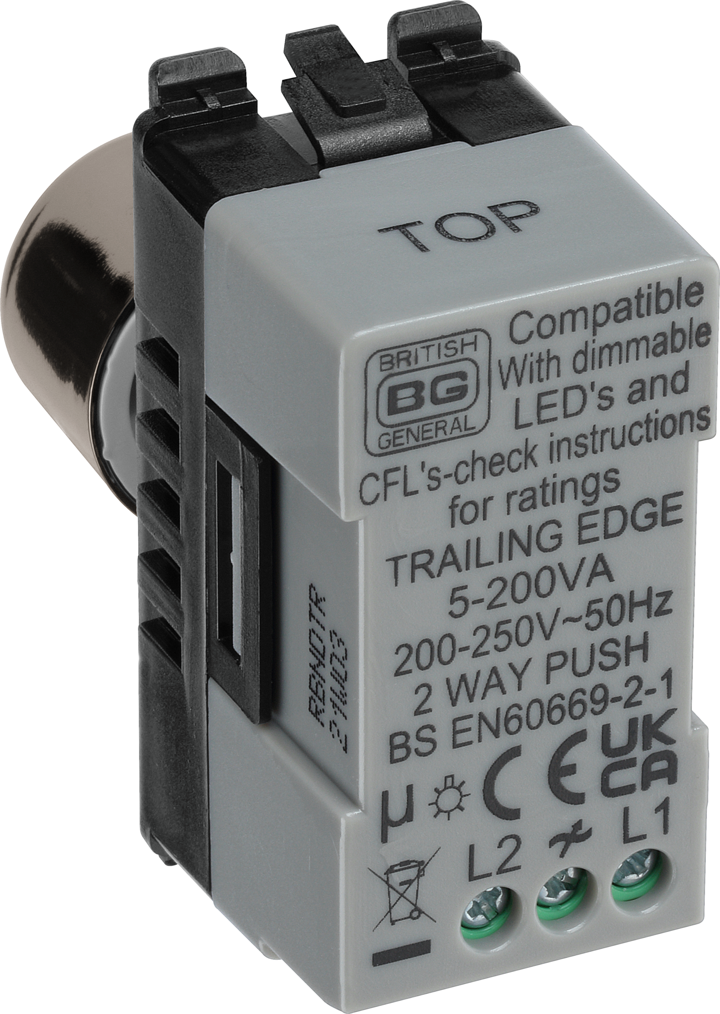 BG RBNDTR Black Nickel Single Trailing Edge Dimmer Module Grid Light Switch