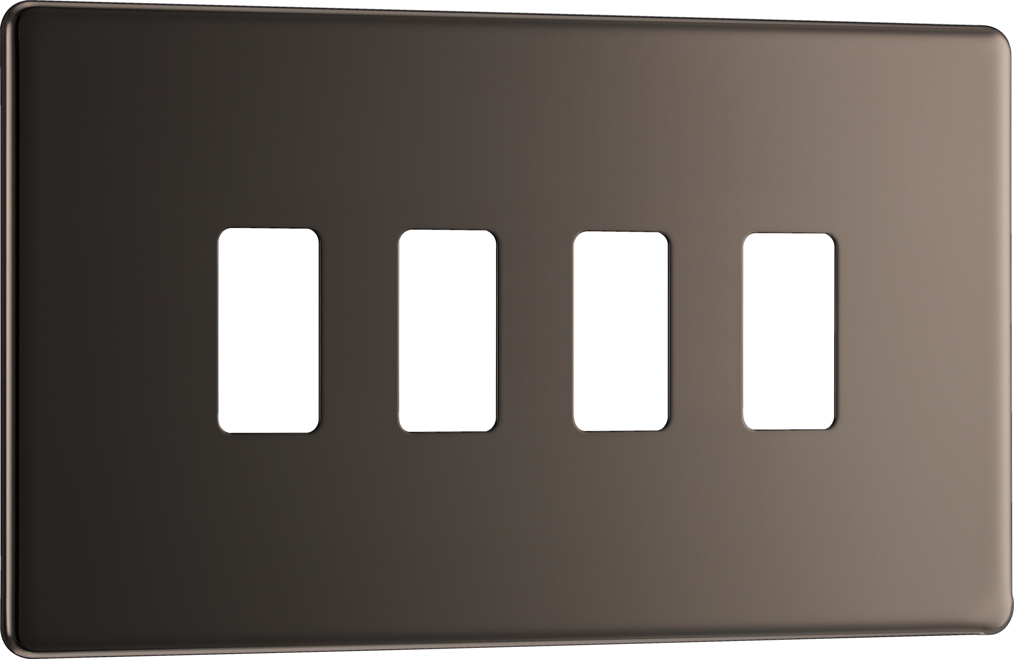 BG RFBN4 Screwless Black Nickel 4 Gang Front Cover Plate