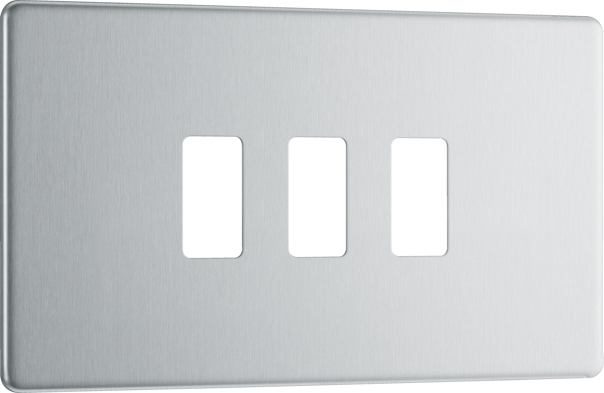 BG RFBS3 Screwless Brushed Steel 3 Gang Front Cover Plate