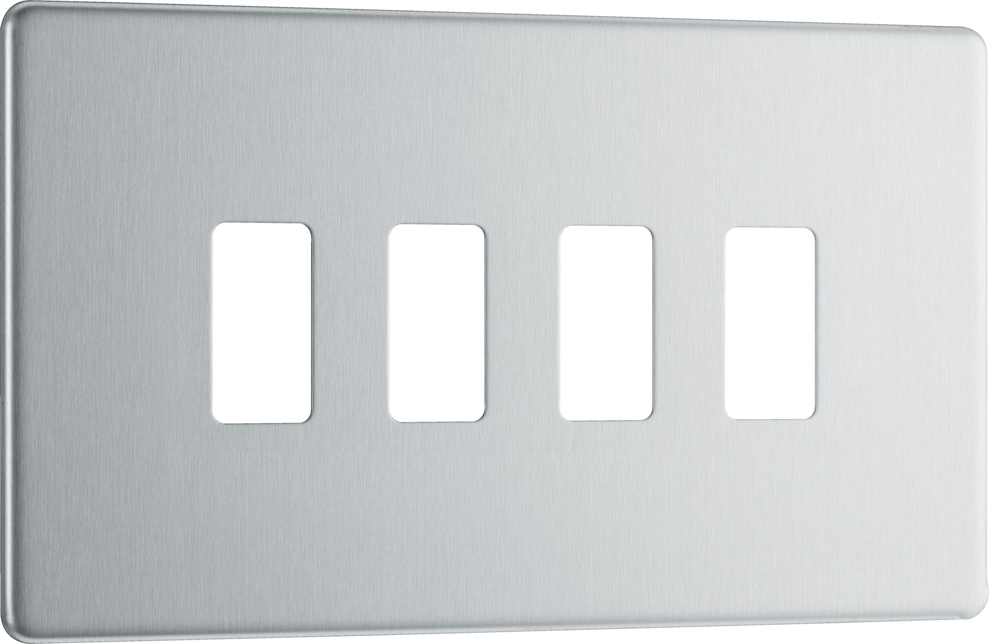 BG RFBS4 Screwless Brushed Steel 4 Gang Front Cover Plate