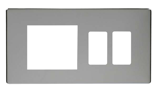 Click GridPro Hotel Accessory Plate - 2 Gang Gridpro Frontplate With Twin New Media Aperture Cover Plate – SCP31102CH