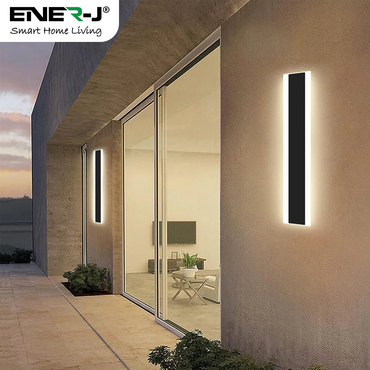 Outdoor Acrylic Black Wall Lights, 60 x 8 cms, 12W Waterproof, IP44, 3000k Warm White