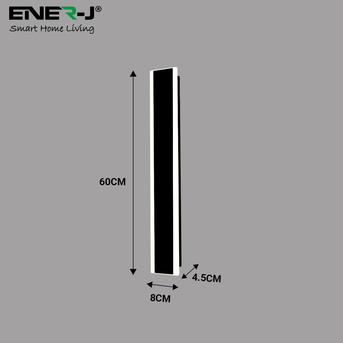 Outdoor Acrylic Black Wall Lights, 60 x 8 cms, 12W Waterproof, IP44, 3000k Warm White