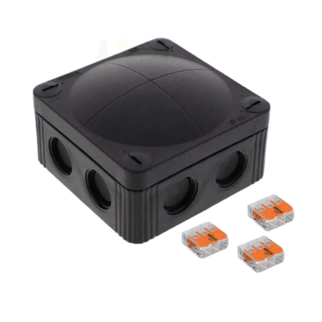 WISKA Combi 308 Black Junction Box with WAGO 221-413 Lever Connectors Wiska