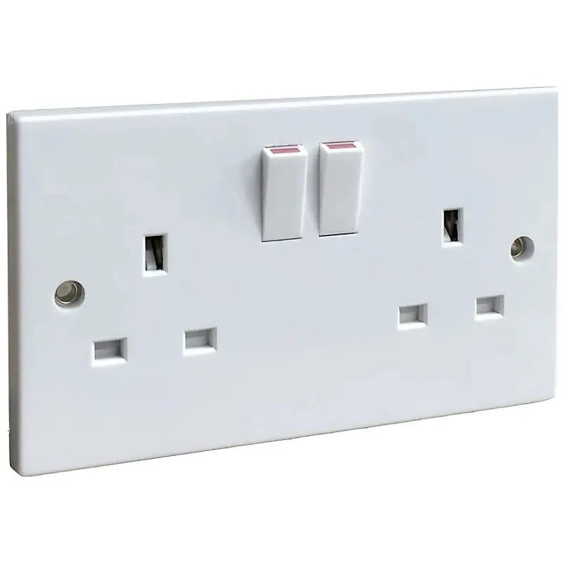 White Double Socket - 2 Gang Switched Socket DP 13 amp - LG9096-1E Selectric