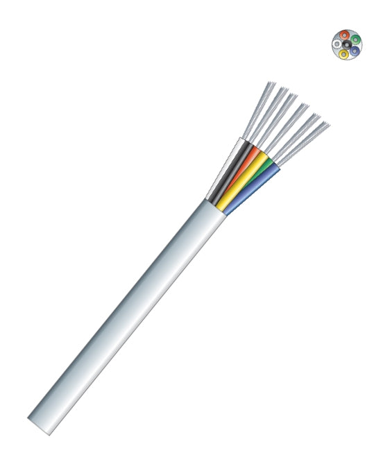 6 Core Alarm Cable Security Wire PVC White 100m