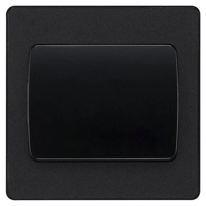 BG Evolve Matt Black Screwless Single Light Switch (Wide) PCDMB12WB