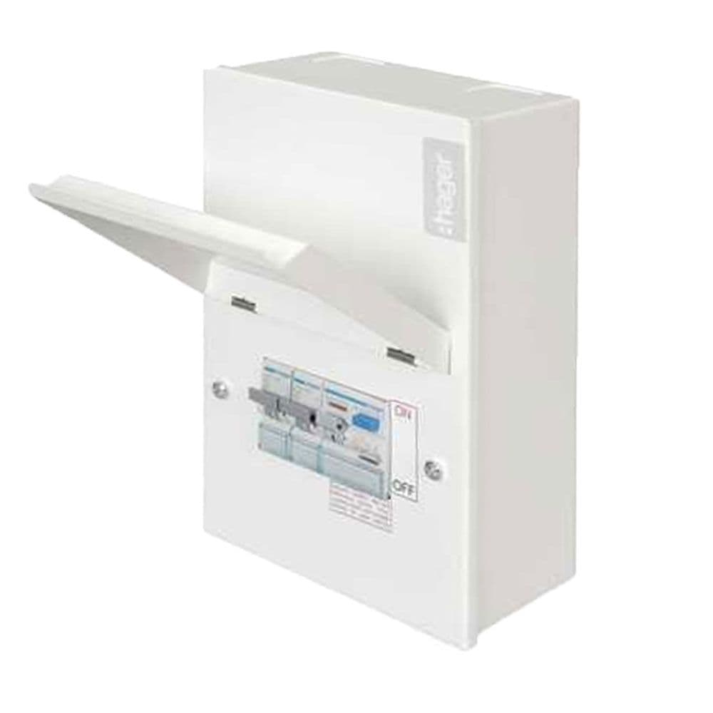 Hager Metal Clad Garage Unit with 40A Type A RCD and 6A and 32A MCB