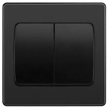 BG Evolve Matt Black Screwless Double Light Switch (Wide) PCDMB42WB