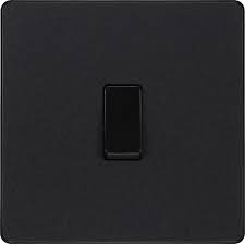 BG Evolve Matt Black Screwless Intermediate Light Switch PCDMB13B